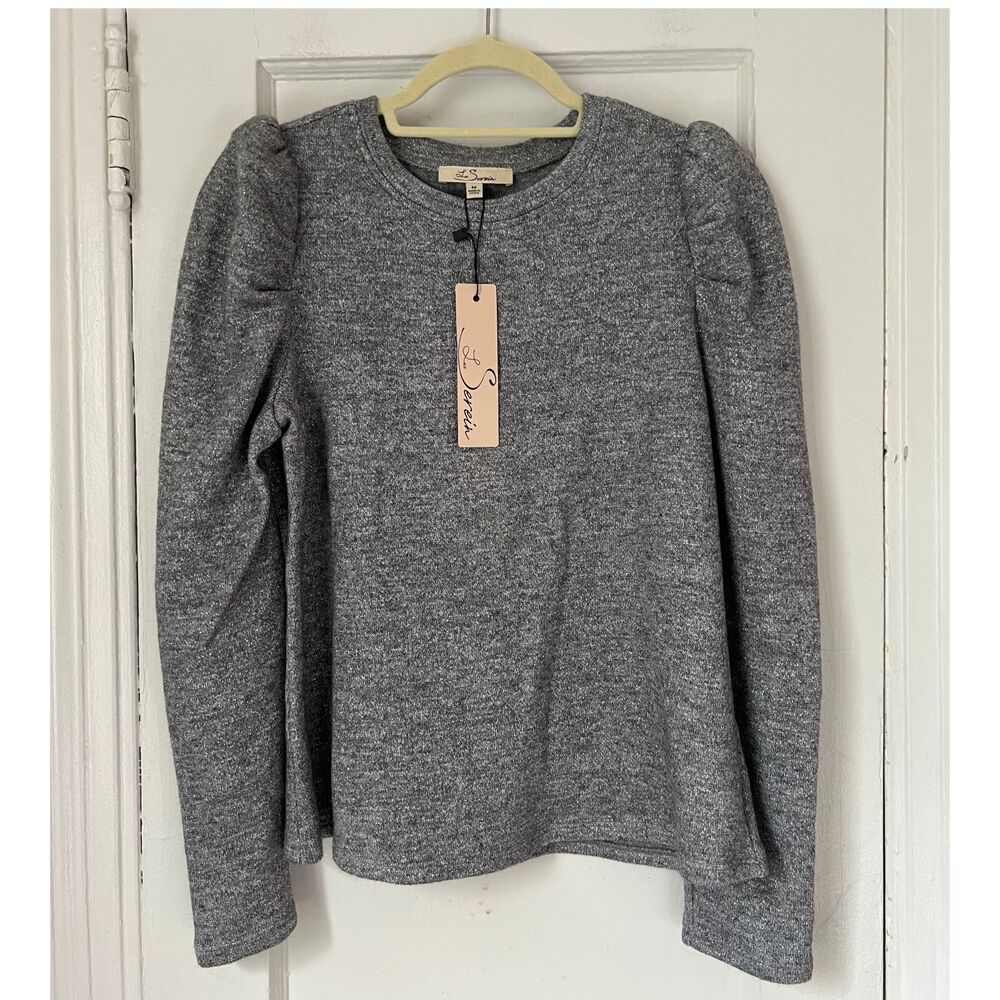 Les Serein Sweater Women's Size  M Top Puff sleeves  Metallic Mutton
